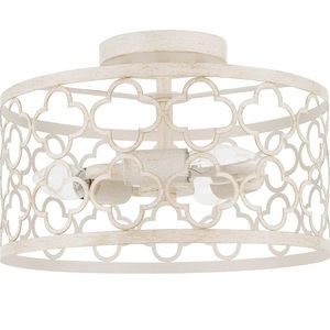 VONLUCE Antique White Semi Flush Mount Light Fixture 12" Boho with 3 Bulb